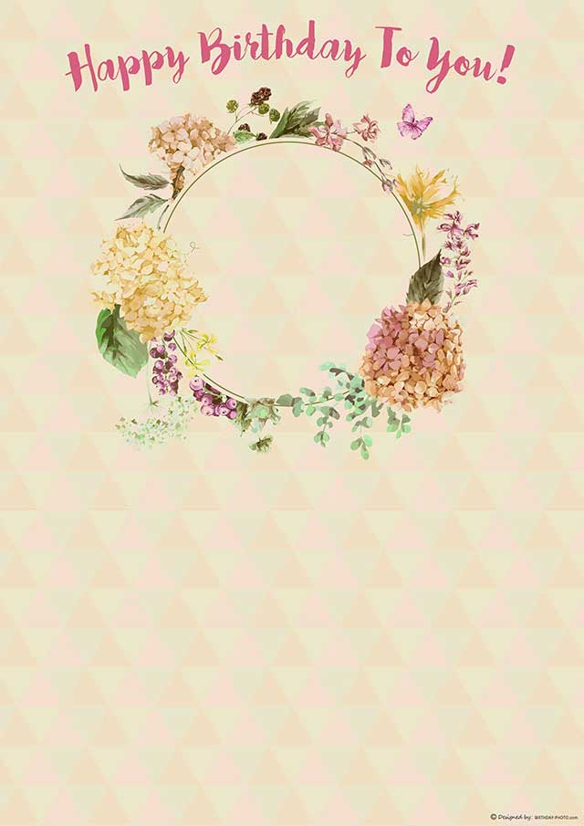 お誕生日寄せ書き無料テンプレート『顔写真×花柄①』の元データ
